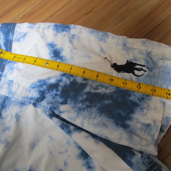 POLO RALPH LAUREN BOYS NAVY BLUE WHITE TIE DYE SWIM SHORTS BIG PONY SZ 7 EUC - Picture 6 of 15